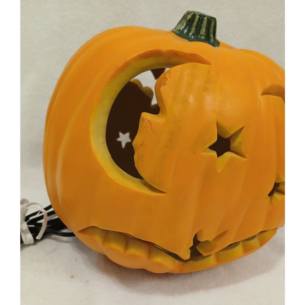Rare 1993 Trendmasters Pumpkin Blow Mold Halloween Bats Star Moon Projects Light - Picture 2 of 16